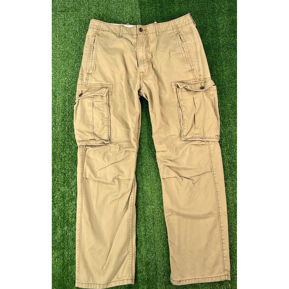 Levis Mens Khaki Tan Straight Leg Cargo Pants W32 L30 12462-0010